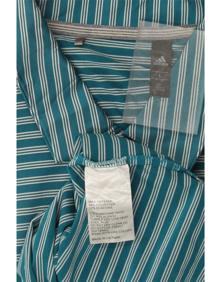 Ανδρικό πουκάμισο Adidas Polo μεγάλο μπλε ριγέ πολυεστέρα