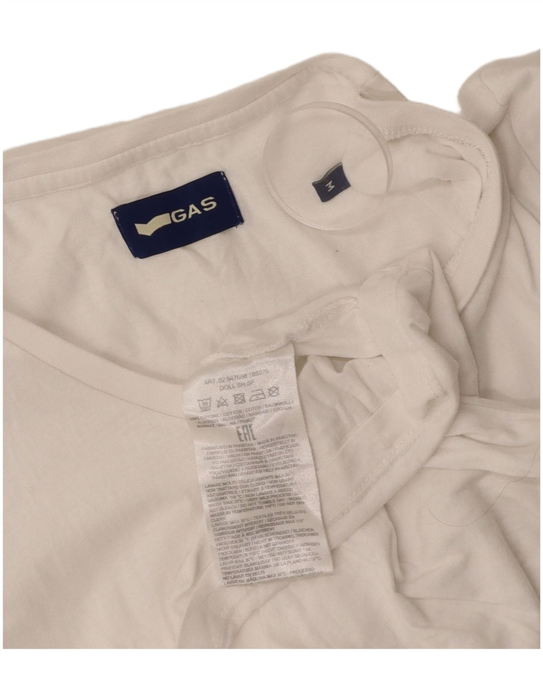 Γυναικείο T-Shirt GAS Top UK 12 μεσαίο λευκό βαμβακερό