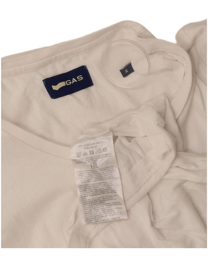 Γυναικείο T-Shirt GAS Top UK 12 μεσαίο λευκό βαμβακερό