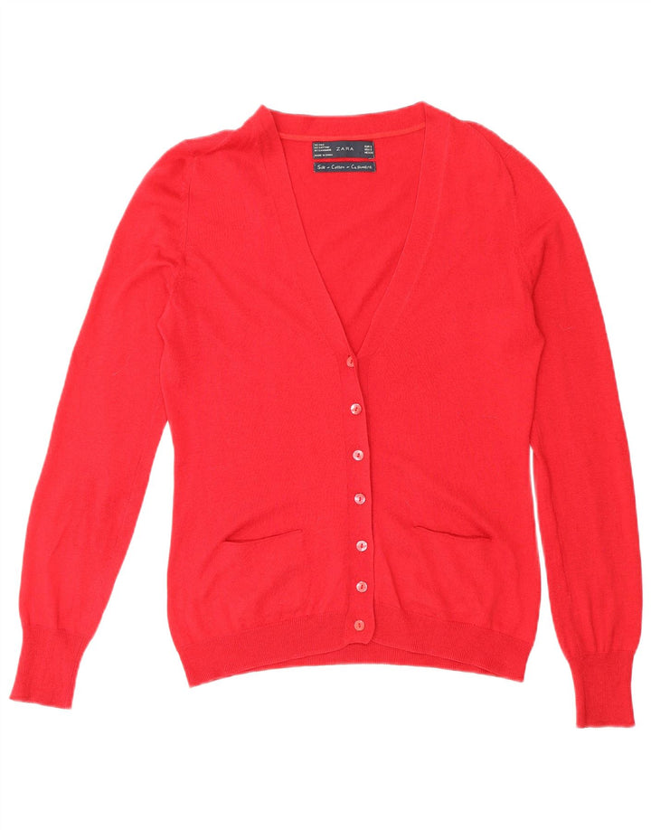 Zara Γυναικεία Ζακέτα UK 10 Small Red Silk