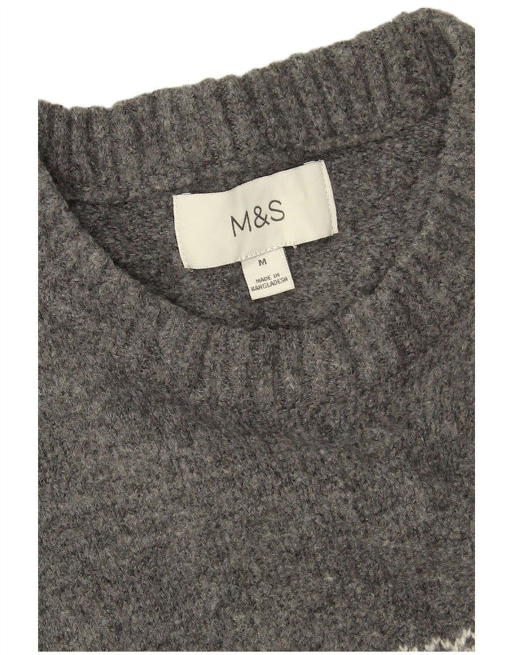 Ανδρικό πουλόβερ Marks & Spencer Crew Neck Jumper Medium Grey Fair Isle