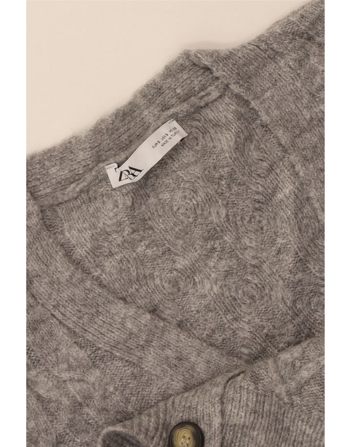 Γυναικείο πουλόβερ ZARA Crop Oversized Cardigan UK 10 Small Grey