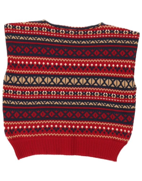 Vintage γυναικείο γιλέκο Tank Top UK 12 Medium Red Fair Isle Wool