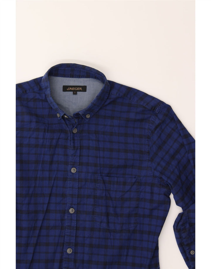 JAEGER Mens Shirt Small Blue Check Cotton Vintage Jaeger and Second-Hand Jaeger from Messina Hembry 