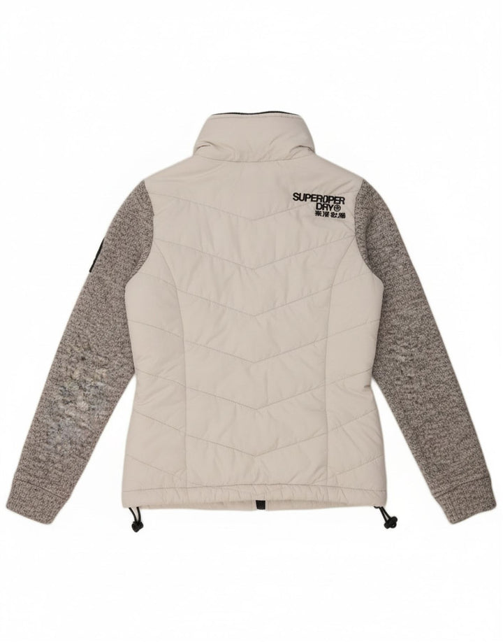 Γυναικείο μπουφάν με κουκούλα Superdry UK 8 Small White Colourblock