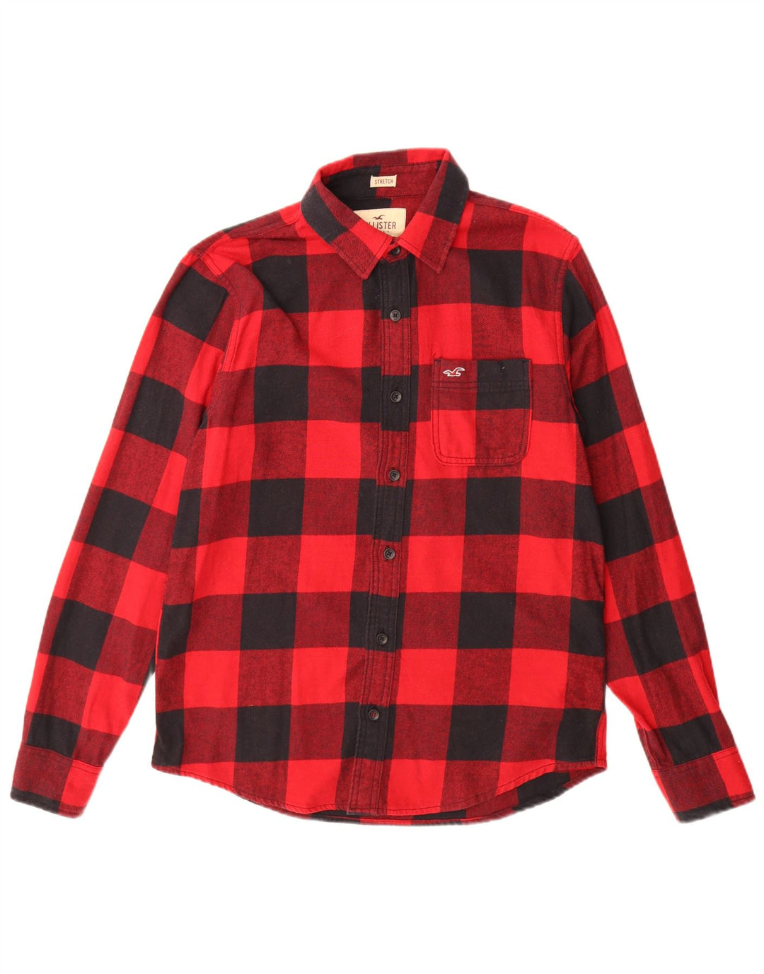 Ανδρικό πουκάμισο Hollister Flannel Μεσαίο κόκκινο βαμβακερό Gingham