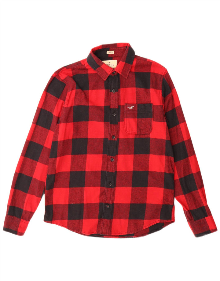 Ανδρικό πουκάμισο Hollister Flannel Μεσαίο κόκκινο βαμβακερό Gingham