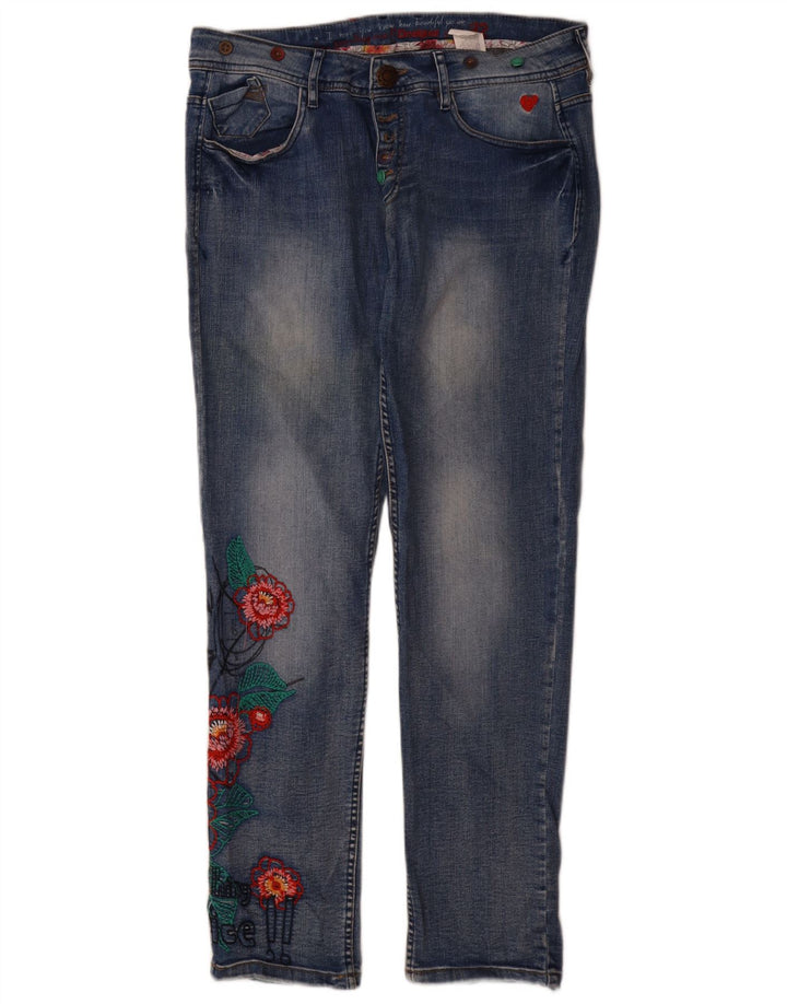 Desigual Γυναικείο Slim Jeans W32 L31 Blue Floral Polyester