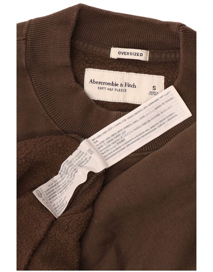 Abercrombie & Fitch Ανδρικό Φούτερ Υπερμεγέθης, Μικρό Καφέ Βαμβακερό