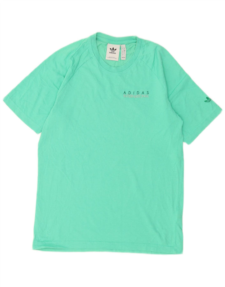 Ανδρικό γραφικό T-Shirt Adidas Top Μικρό Τυρκουάζ Βαμβακερό