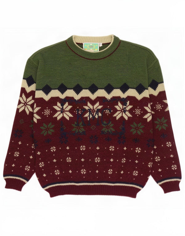 Vintage Ανδρικό πουλόβερ με λαιμόκοψη XL Green Fair Isle Wool