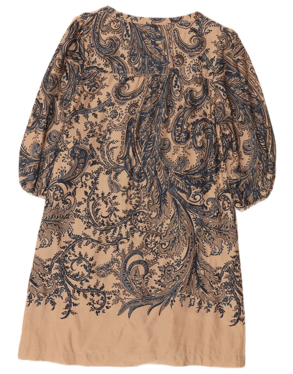 Marks & Spencer Γυναικείο αυτόγραφο φόρεμα A-Line UK 12 Medium Beige Paisley