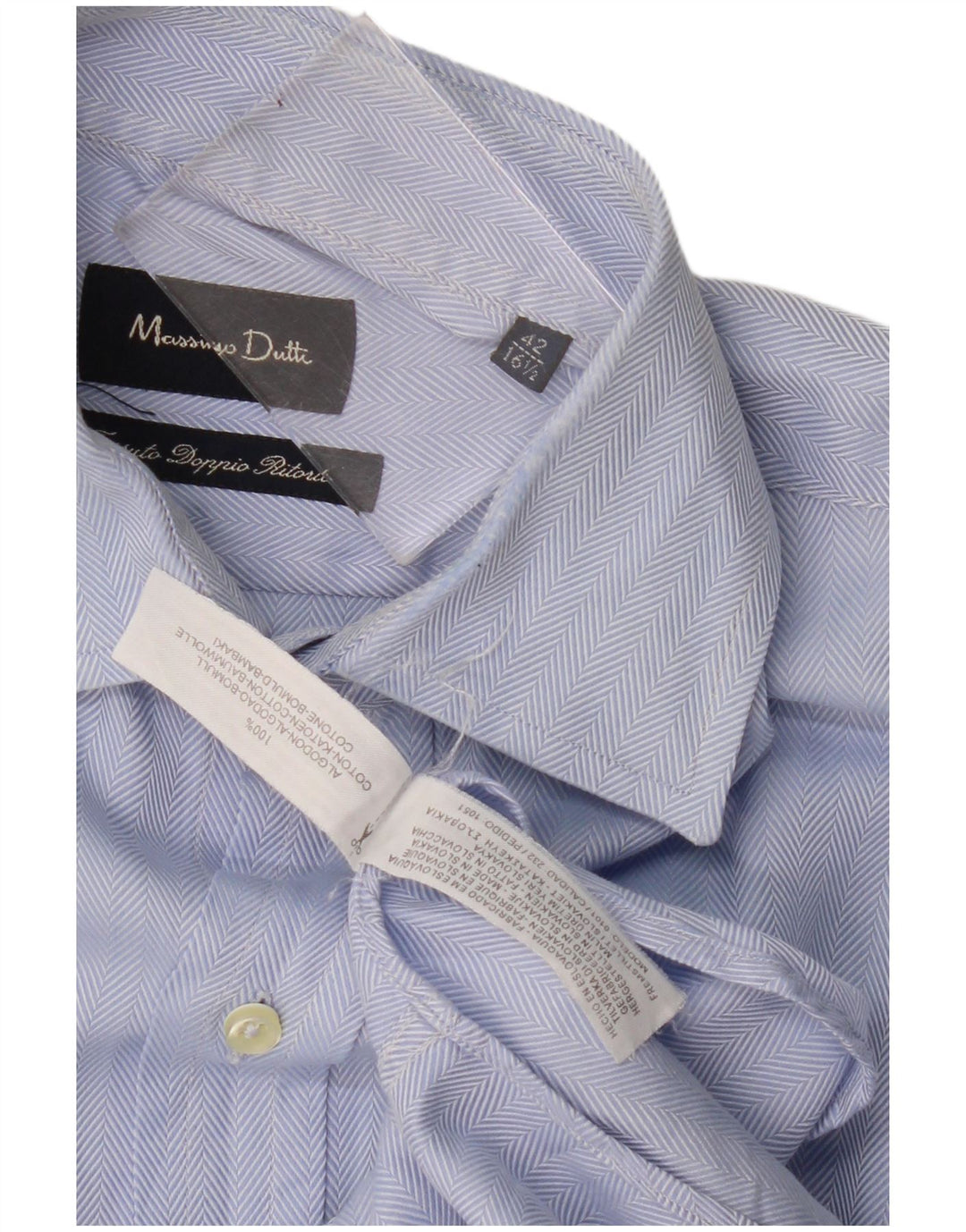 Ανδρικό πουκάμισο Massimo Dutti Μέγεθος 42 16 1/2 Μεγάλο Μπλε Βαμβακερό Ψαροκόκκαλο