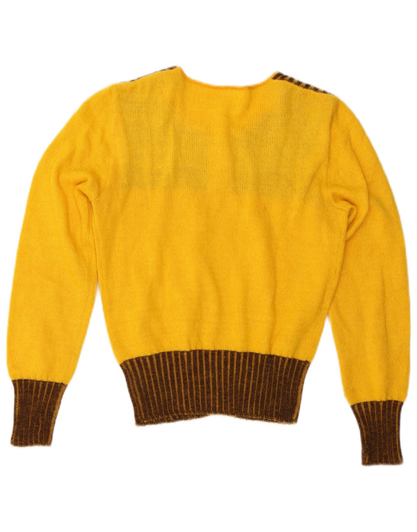 Vintage γυναικεία ζακέτα πουλόβερ UK 10 Small Yellow Pinstripe