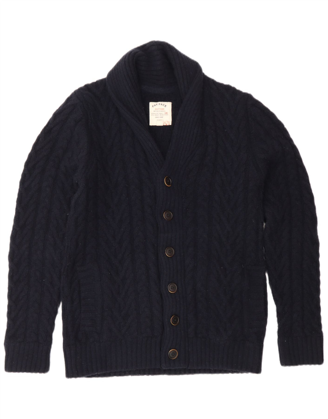Ανδρικό πουλόβερ ζακέτα Fat Face Medium Navy Blue Wool