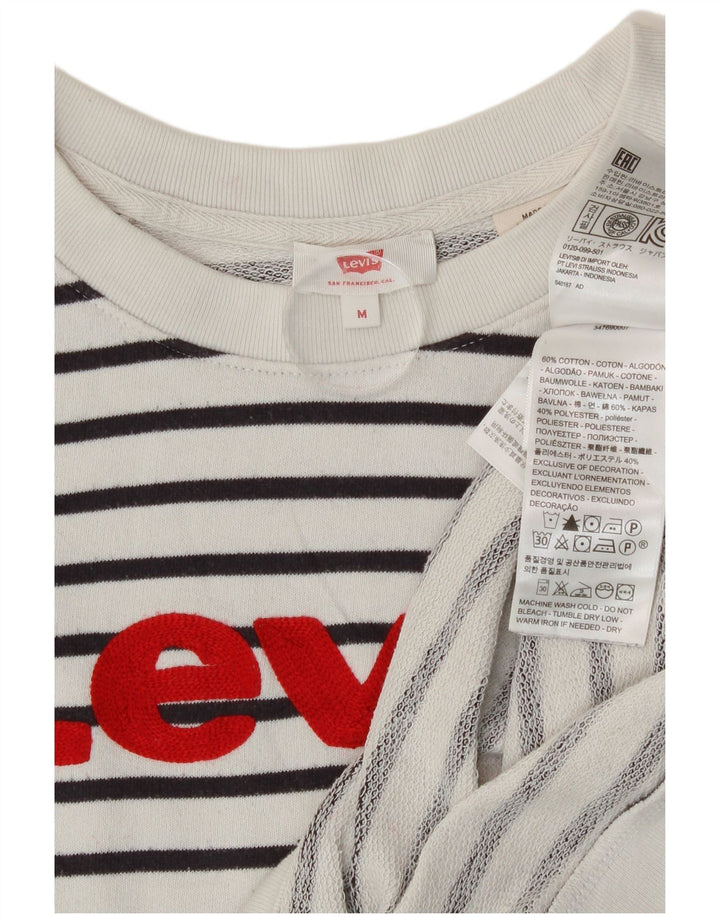 Γυναικείο γραφικό φούτερ Levi's Jumper UK 14 Medium White Ripared Nautical