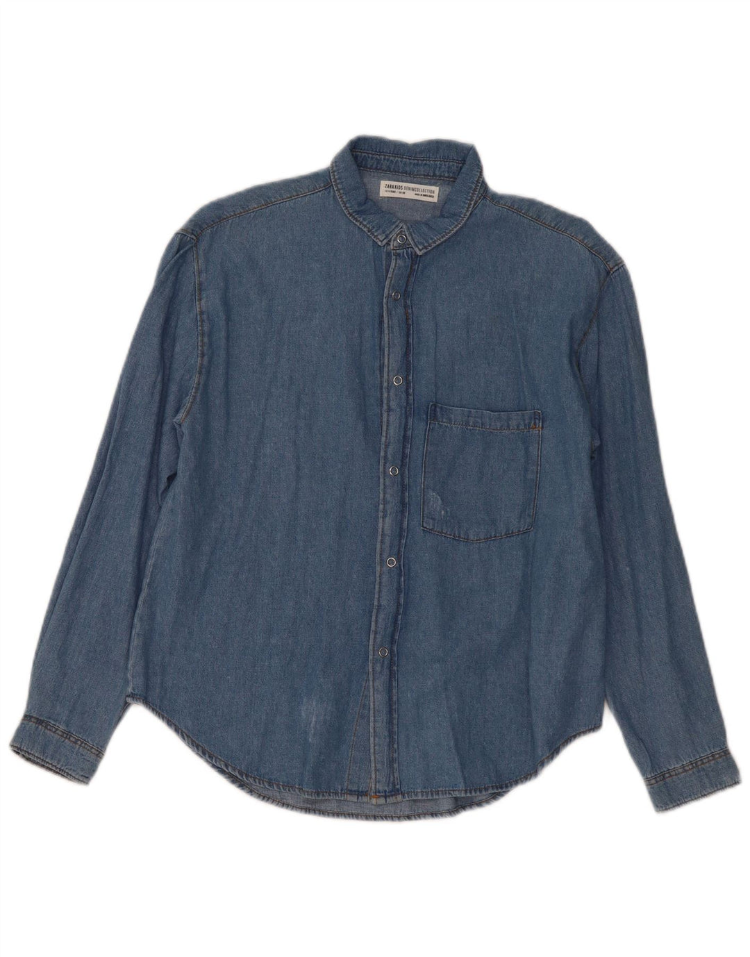 Zara Boys Denim πουκάμισο 13-14 ετών Μπλε βαμβακερό