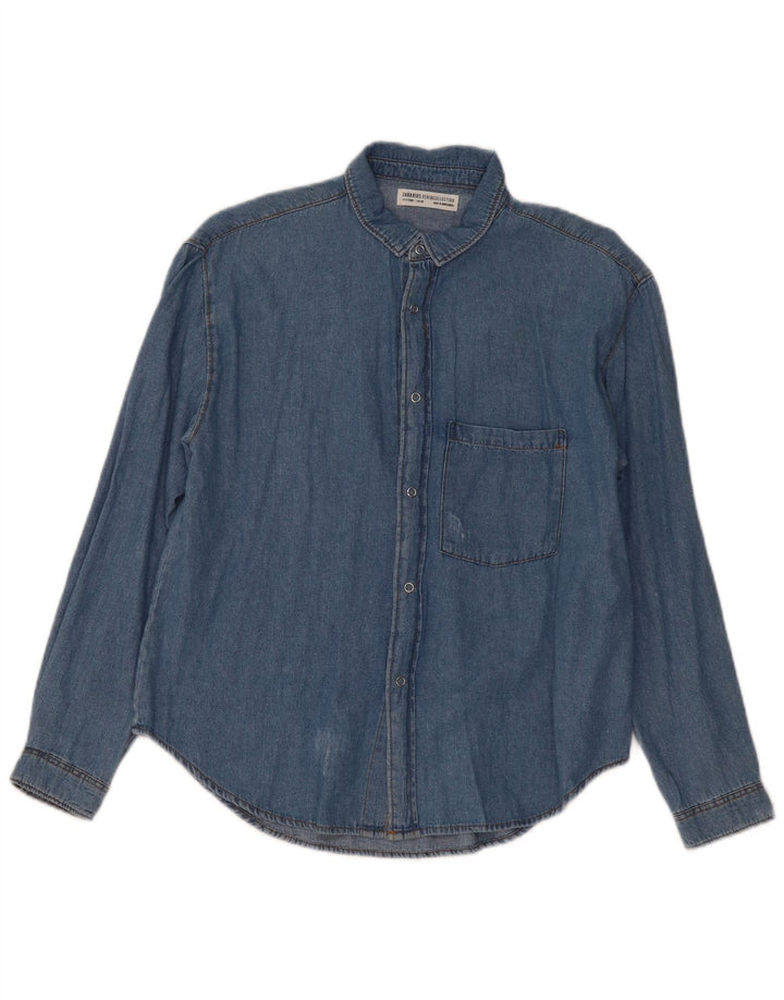 Zara Boys Denim πουκάμισο 13-14 ετών Μπλε βαμβακερό