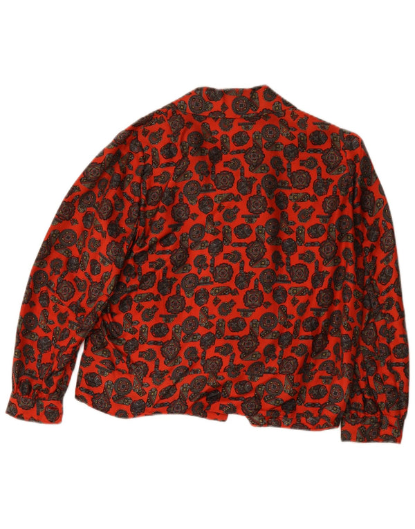 Vintage γυναικείο πουκάμισο μπλούζα UK 16 Large Red Geometric
