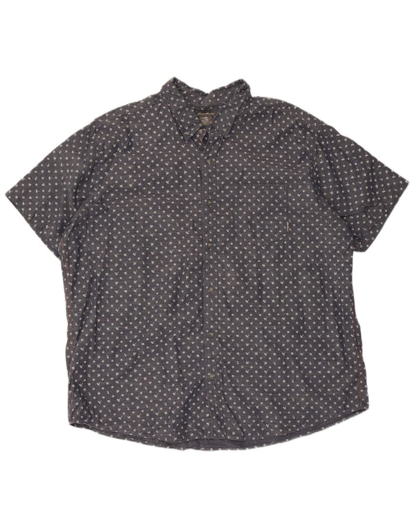 Eddie Bauer Mens Short Sleeve Shirt 2XL Blue Spotted Cotton