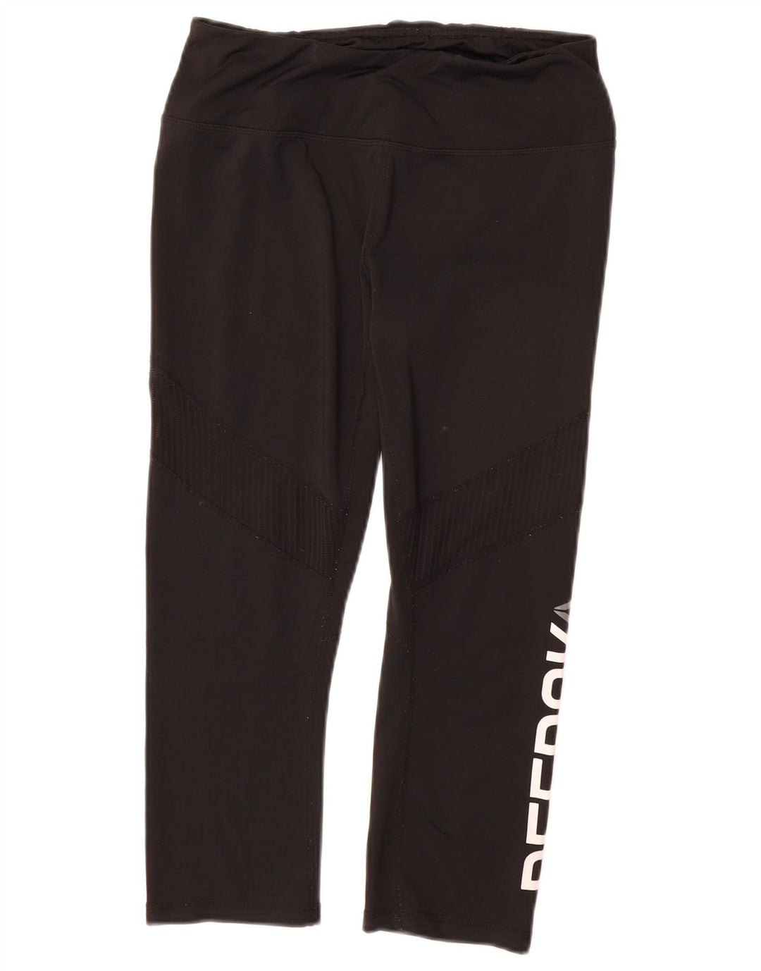 REEBOK Womens Graphic Capri Leggings UK 10 Small  Black Polyester