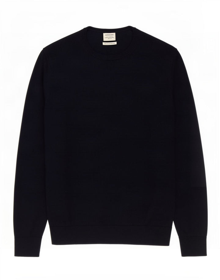 Jack & Jones Ανδρικό πουλόβερ με λαιμόκοψη με λαιμόκοψη μεσαίου χρώματος ναυτικό μαλλί Merino