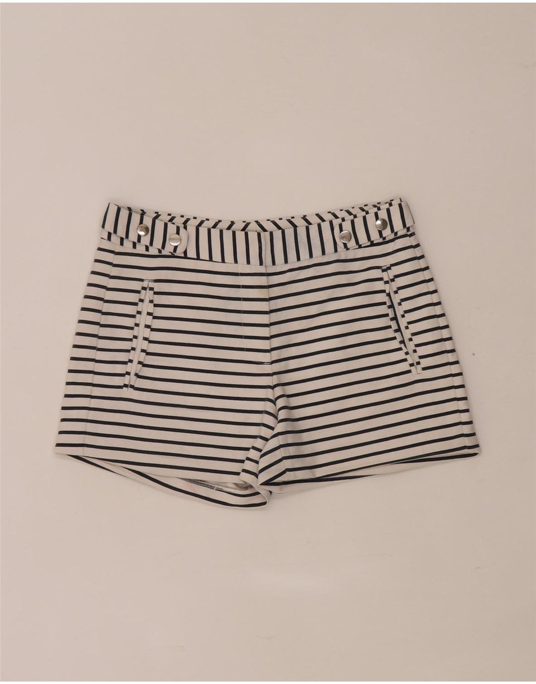 Zara Γυναικείο κανονικό σορτς XS W28 Λευκό ριγέ