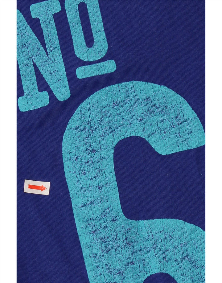 Superdry Ανδρικό γραφικό T-Shirt Top Μικρό Μπλε Βαμβακερό