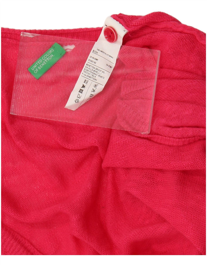 BENETTON Γυναικείο πουλόβερ oversized ζακέτα UK 10 Small Pink