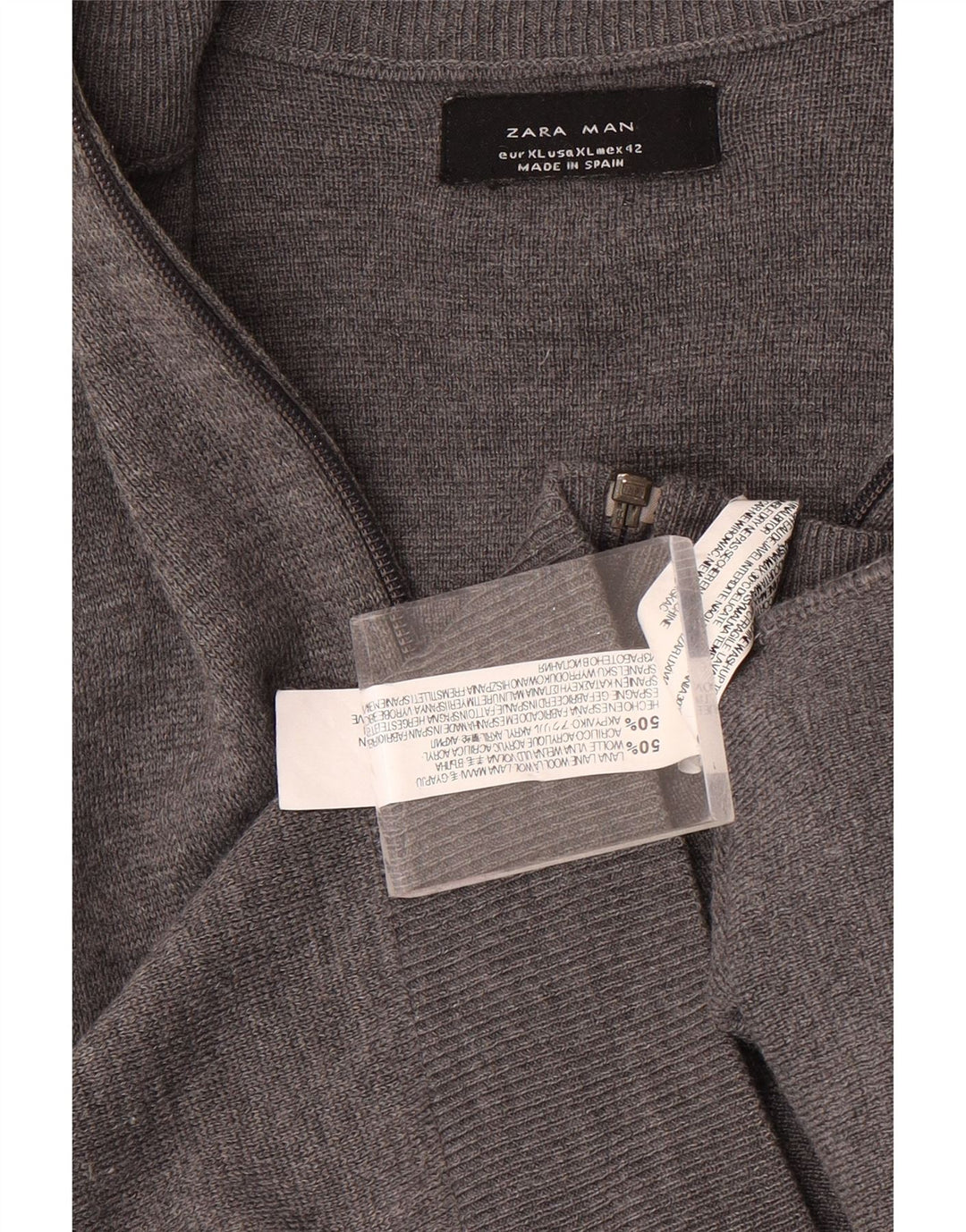 Ανδρικό πουλόβερ Zara με φερμουάρ XL Γκρι μαλλί