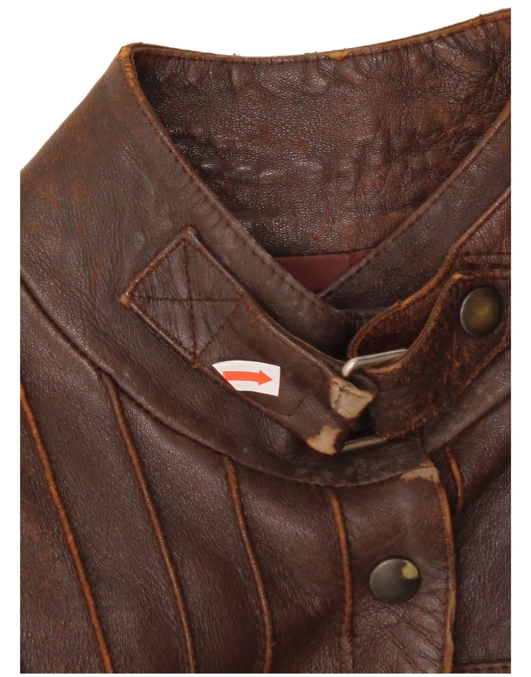 Vintage Γυναικείο Crop Δερμάτινο Μπουφάν UK 10 Small Brown