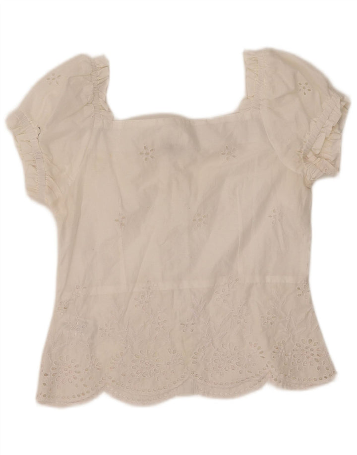 WAREHOUSE Γυναικείο κοντομάνικο πουκάμισο μπλούζα UK 10 Small White Polyester