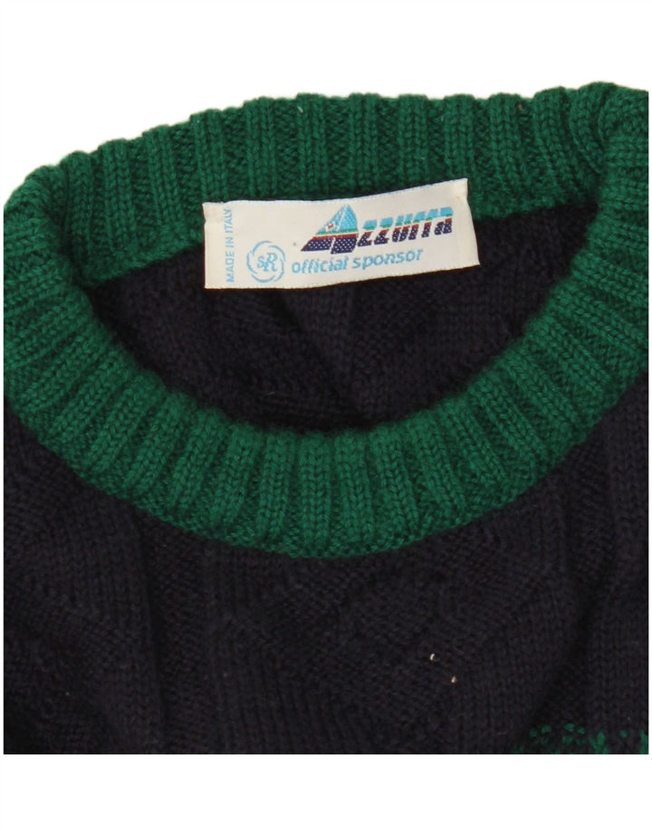 Ανδρικό πουλόβερ Azzurra Crew Neck Jumper IT 50 Medium Navy Blue Geometric