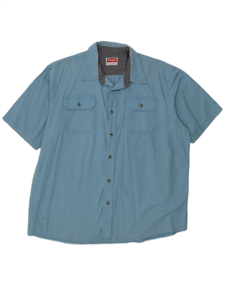 Ανδρικό κοντομάνικο πουκάμισο Wrangler XL Μπλε βαμβακερό