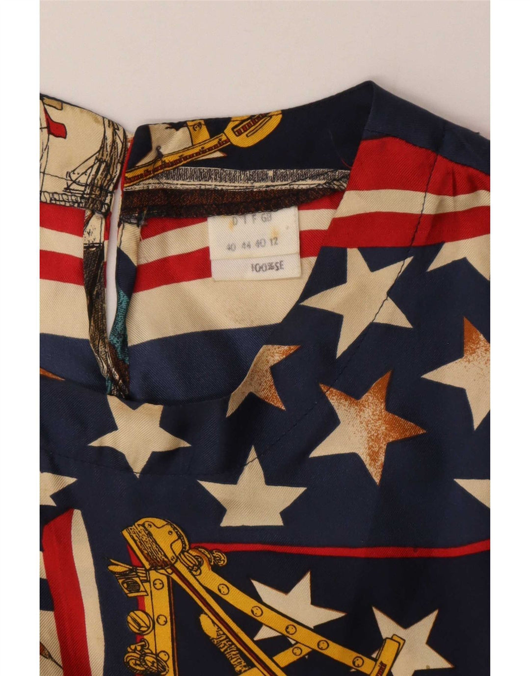 Vintage Γυναικεία Μπλούζα Τοπ UK 12 Medium πολύχρωμη Ναυτίλ