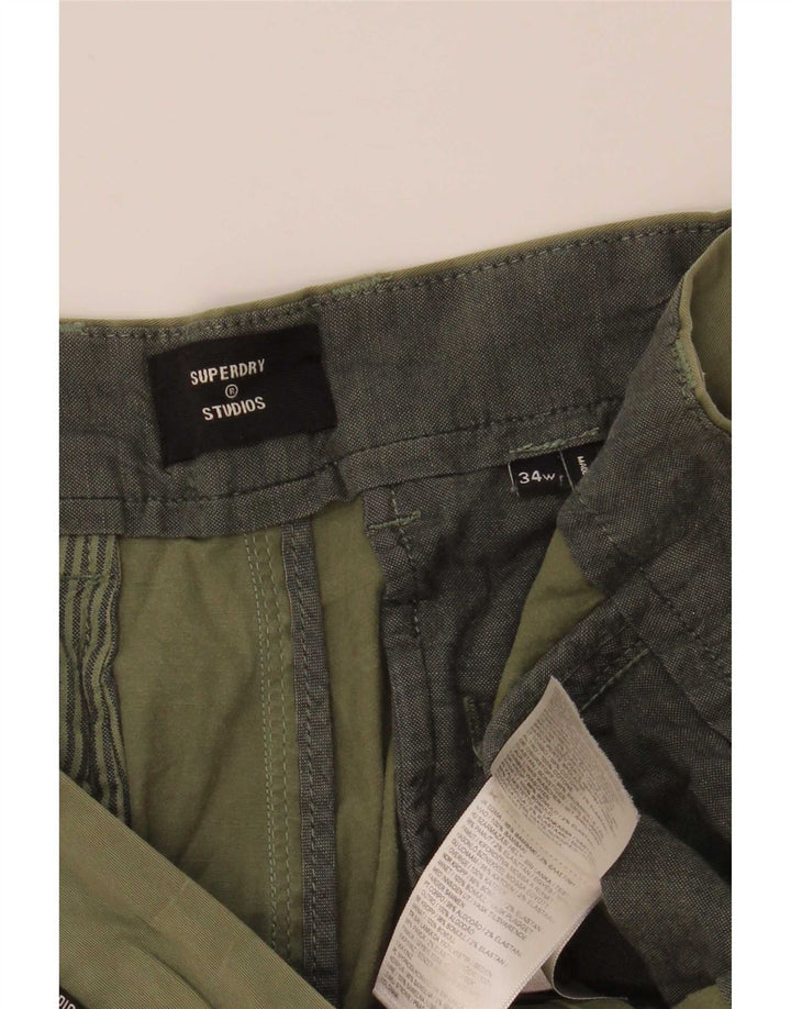 Ανδρικό σορτς Chino Superdry W34 μεγάλο πράσινο βαμβακερό
