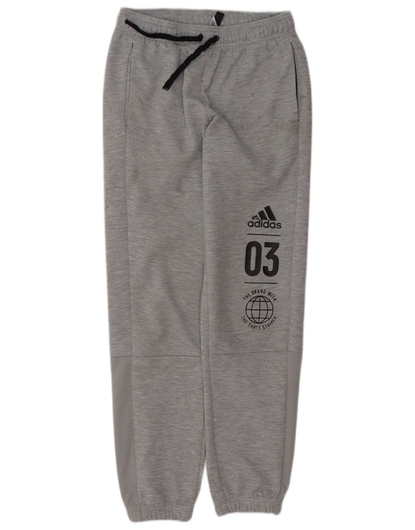 ADIDAS Boys Graphic Tracksuit Παντελόνια Joggers 13-14 Years Grey Polyester