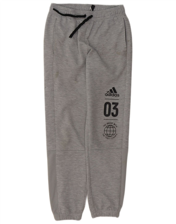 ADIDAS Boys Graphic Tracksuit Παντελόνια Joggers 13-14 Years Grey Polyester