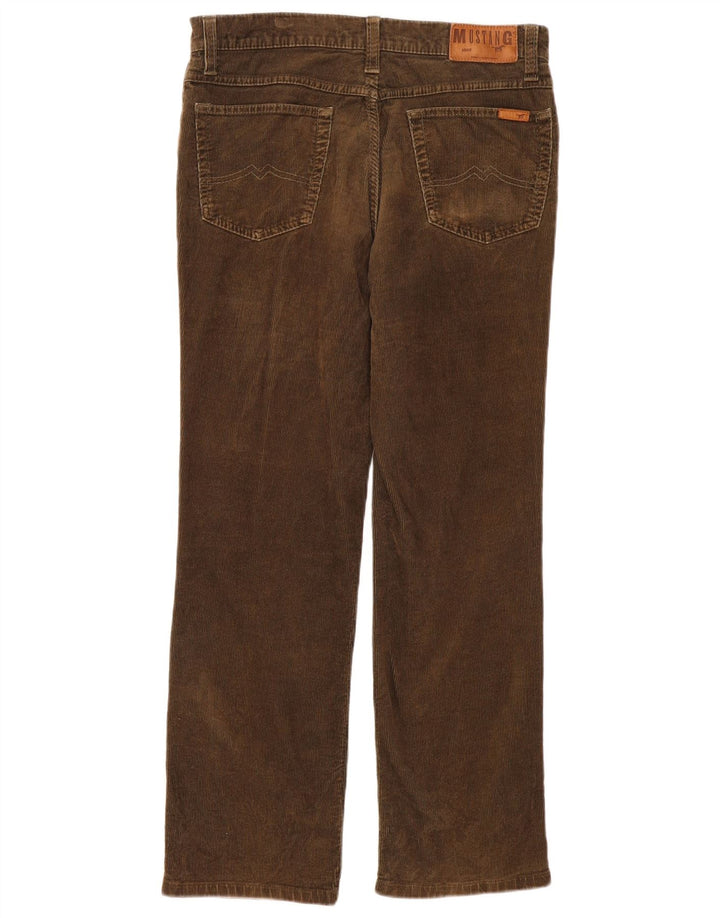 MUSTANG Mens Straight Corduroy Trousers W35 L30 Khaki Cotton