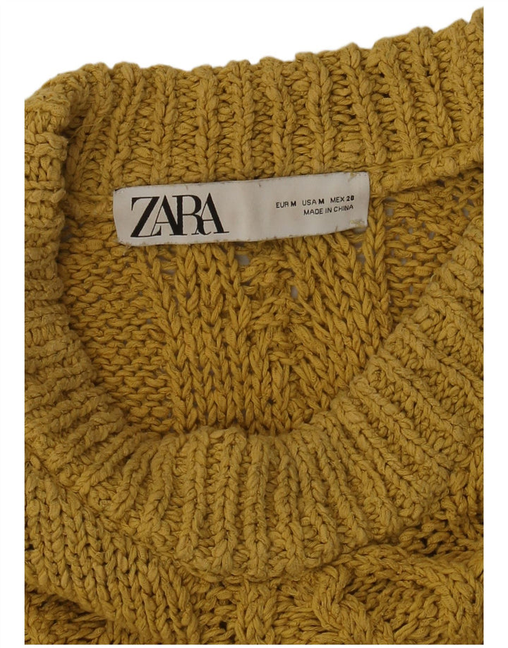 Zara Γυναικείο πουλόβερ με λαιμόκοψη μεγάλου μεγέθους UK 14 Medium Yellow