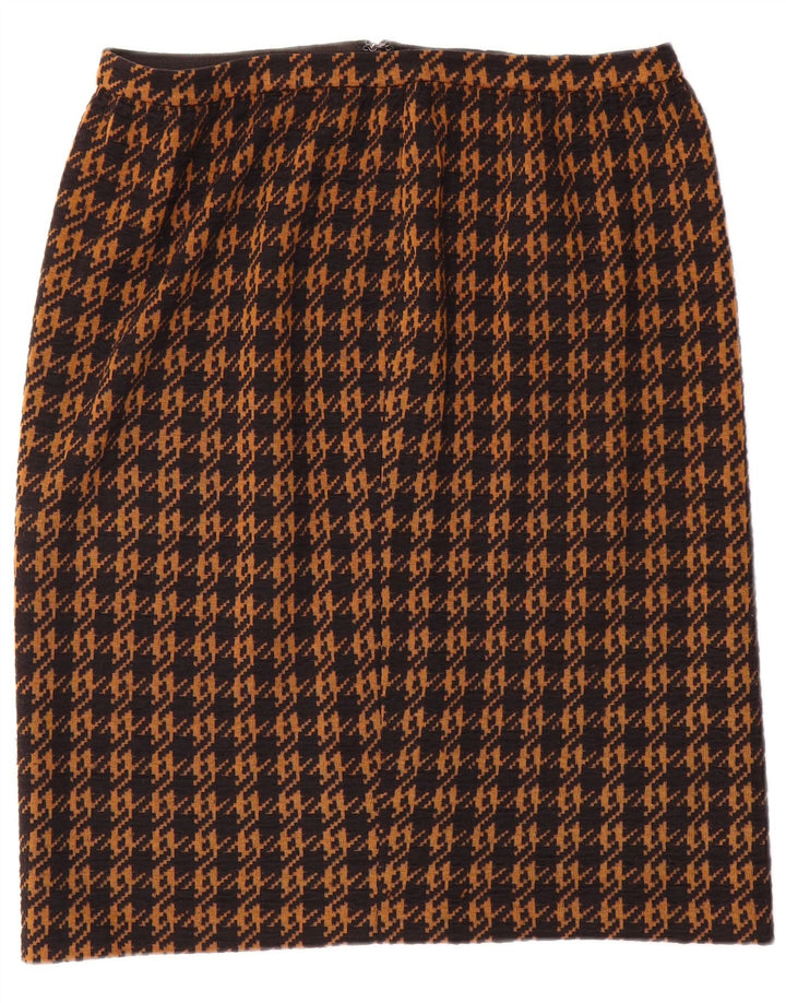 Vintage γυναικεία ίσια φούστα W32 Μεγάλο καφέ Houndstooth