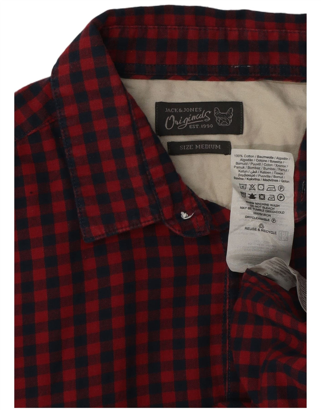Jack & Jones Ανδρικό κοντομάνικο πουκάμισο Μεσαίο κόκκινο βαμβακερό Gingham