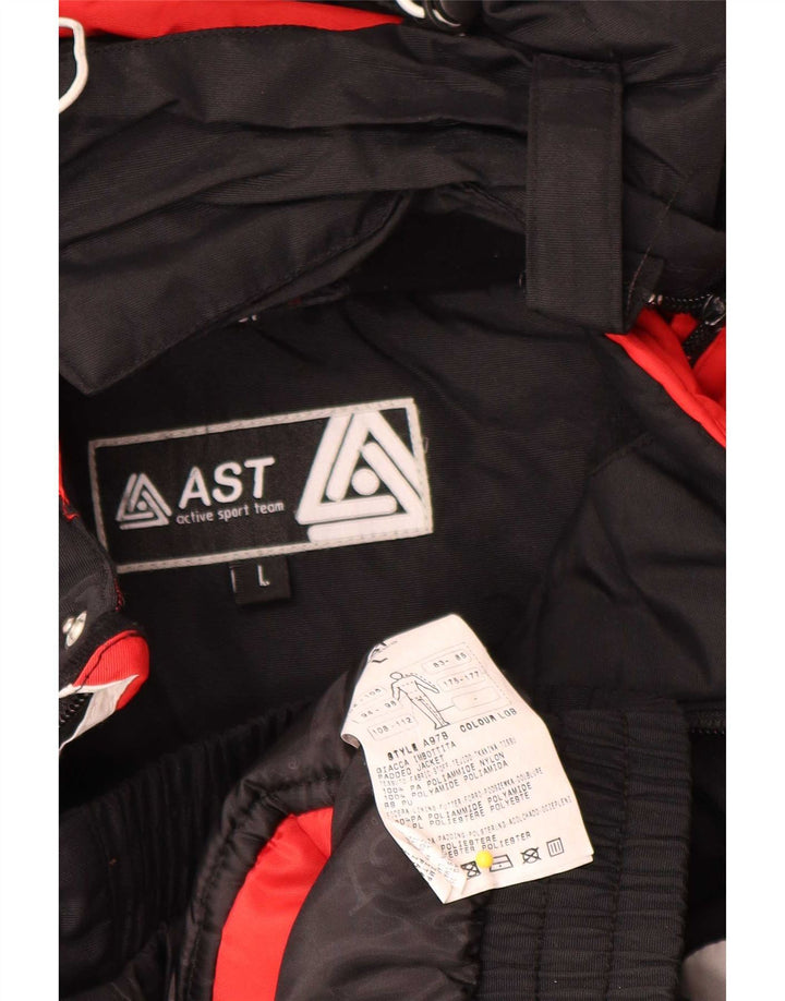 AST Ανδρικό μπουφάν σκι με κουκούλα UK 40 Large Black Colourblock Polyamide