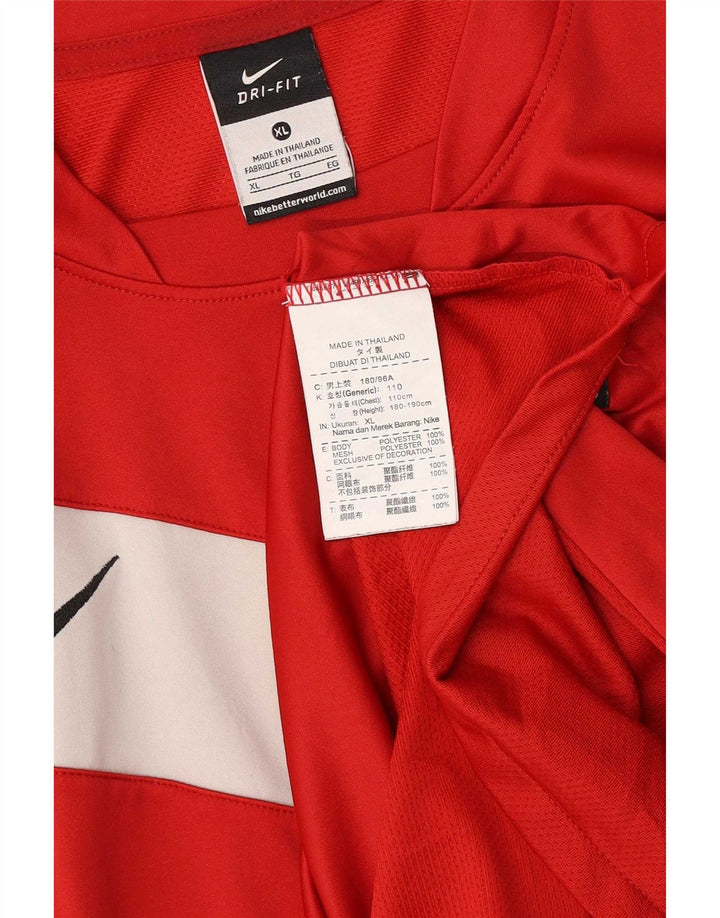 Ανδρικό γραφικό μπλουζάκι Nike Dri Fit Top XL Red Colorblock Πολυεστέρας
