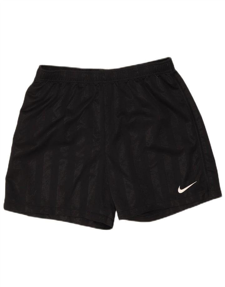 Ανδρικό αθλητικό σορτς Nike από μεσαίο μαύρο ριγέ πολυεστέρα