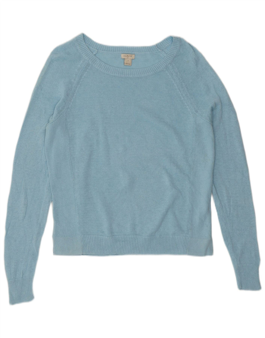 J. CREW Γυναικείο Crop Boat Neck Jumper πουλόβερ UK 10 Small Blue Linen