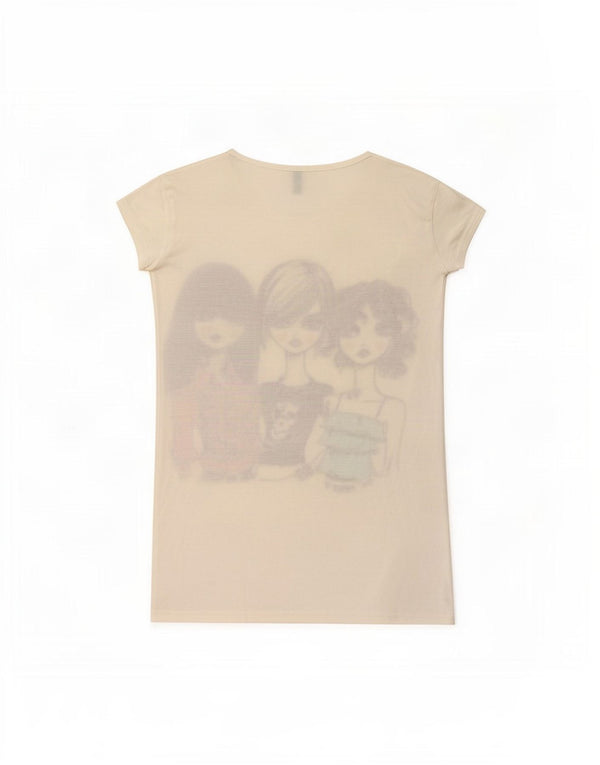 Γυναικείο γραφικό μπλουζάκι Benetton Top UK 10 Small White