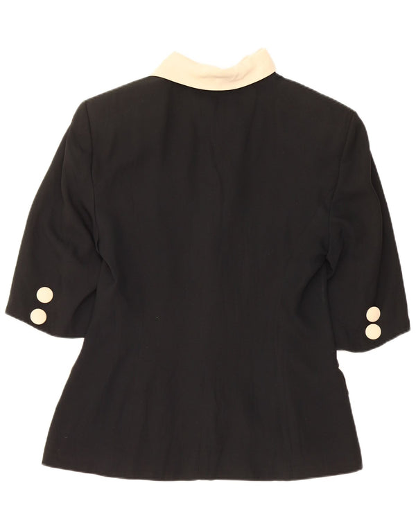 Vintage γυναικείο κοντομάνικο σακάκι UK 12 Medium Black Colourblock