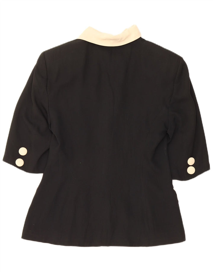 Vintage γυναικείο κοντομάνικο σακάκι UK 12 Medium Black Colourblock