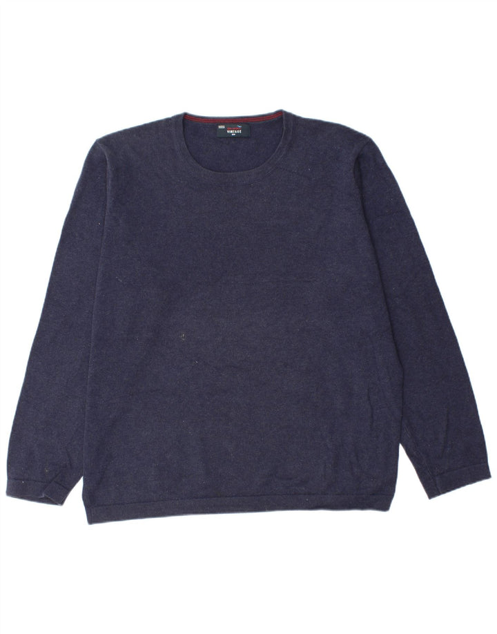 Marks & Spencer Ανδρικό μπλε πουλόβερ με λαιμόκοψη Harbor Crew Large Navy Blue